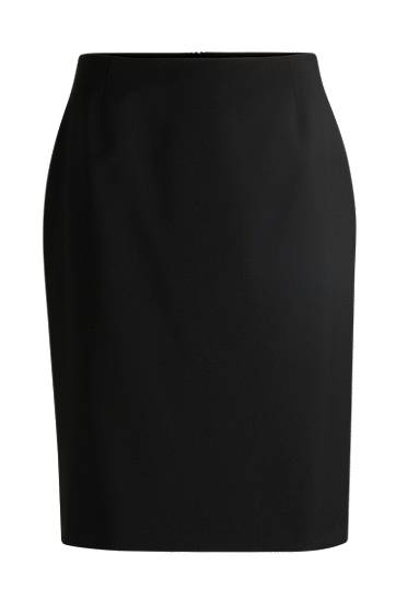 Suknja BOSS Slim-Fit Virgin Wool Pencil Skirt Crna | 50490036