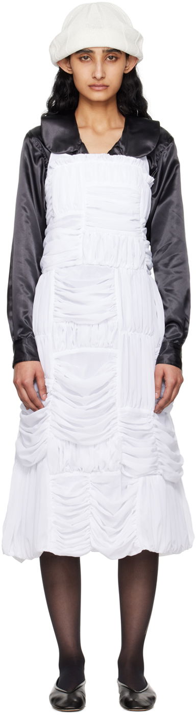 Haljina Comme des Garçons Comme des Garçons Gathered Midi Dress Bijela | RM-A007-051