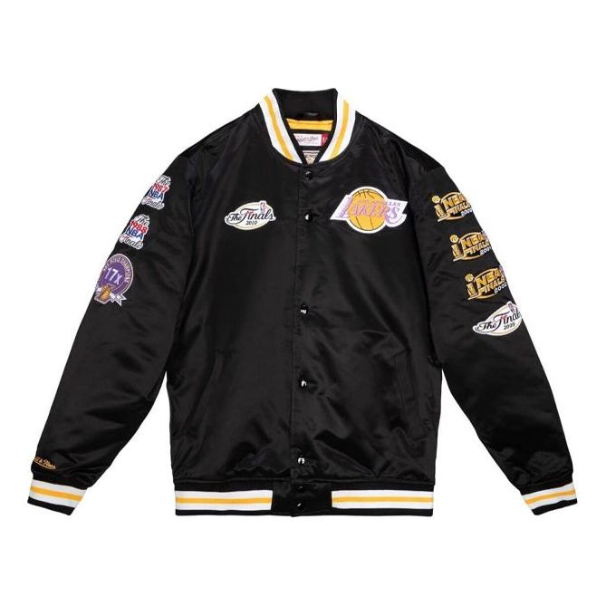 Bomber jakna Mitchell & Ness Mitchell & Ness Los Angeles Lakers Champ City Satin Jacket Crna | OJBF3232-LALYYPPPBLCK