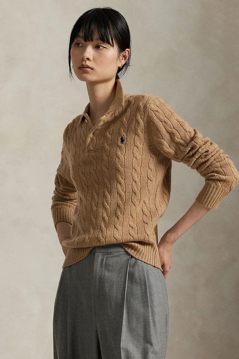 Džemper Polo by Ralph Lauren Polo Ralph Lauren Cable-Knit Wool Sweater Bež | 211972132