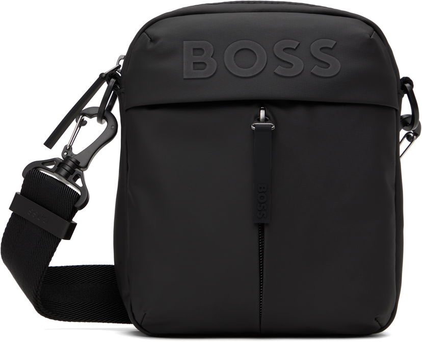 Torba za rame BOSS Faux-Leather Reporter Bag Crna | 50516893