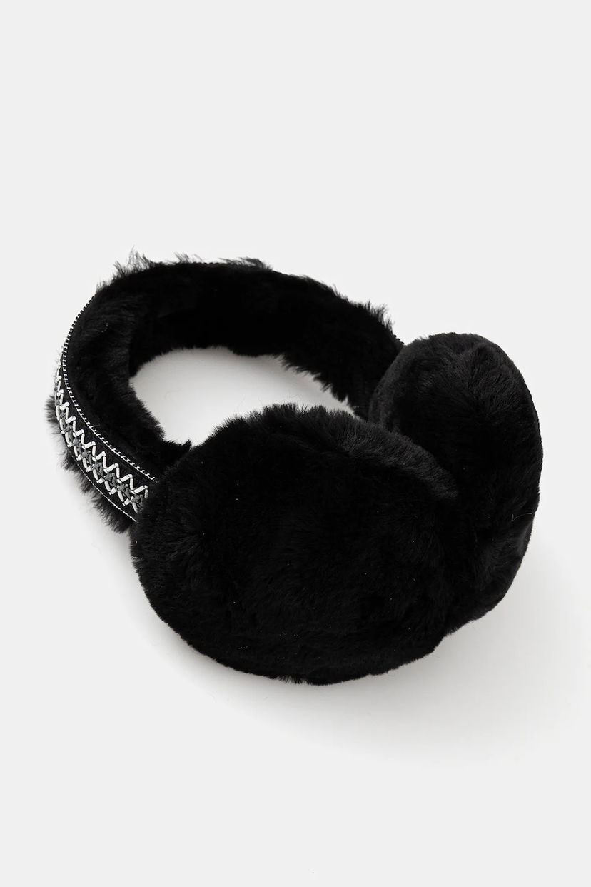 Dodaci UGG Furry Earmuffs with Decorative Headband Crna | 20496.