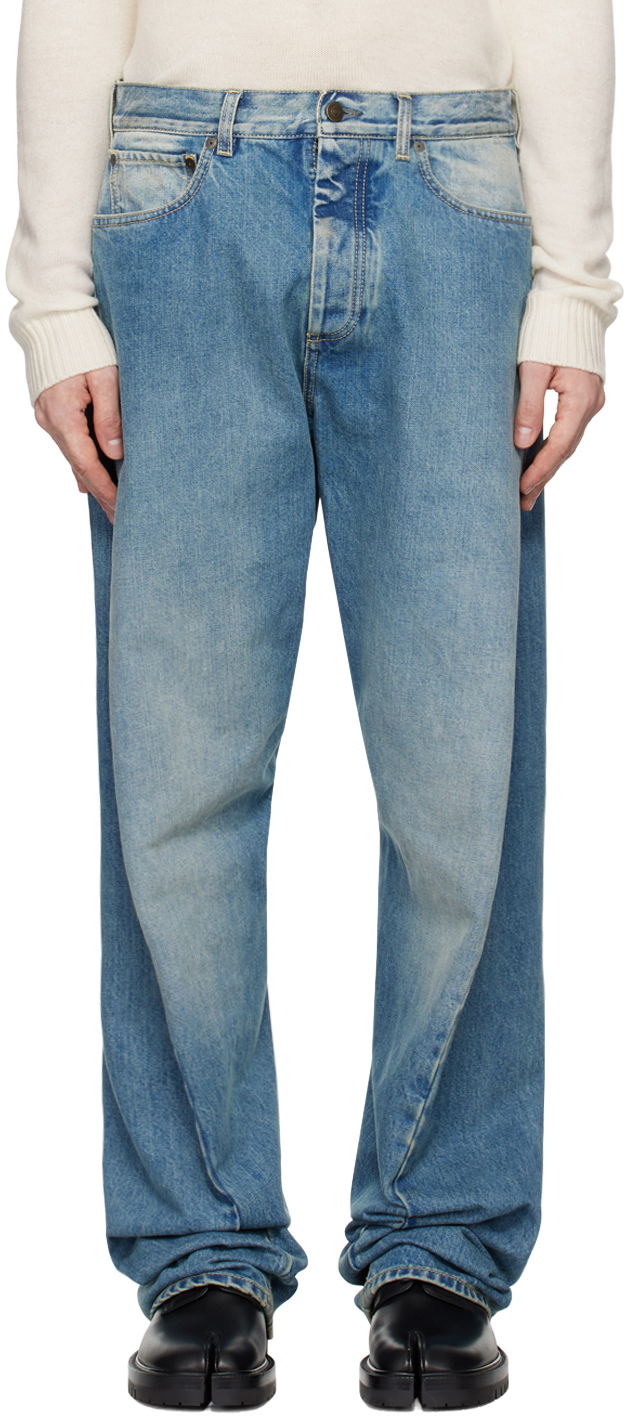 Jeans Maison Margiela Diagonal Seam Jeans Plava | S50LA0234 S30561