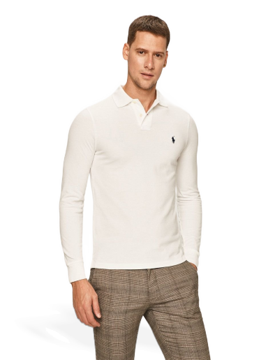 Polo majica Polo by Ralph Lauren Long Sleeve Slim Fit Polo Bijela | 710681126001