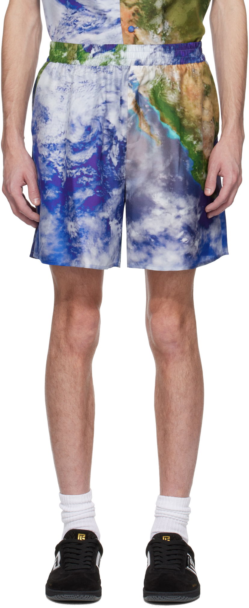 Kratke hlače Balmain Balmain Earth Print Shorts Višebojno | EH0PA145SE89