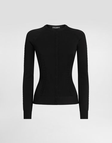 Džemper Dolce & Gabbana Dolce & Gabbana Viscose Knit Cardigan Crna | FXV87TJAIRMN0000, 0