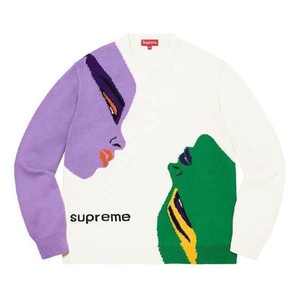 Džemper Supreme Faces Print Sweater Bijela | SUP-FW21-216