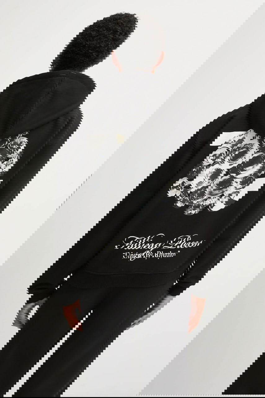 Dukserice Filling Pieces Bouquet Zip Hoodie with Print Crna | 422533501122, 0