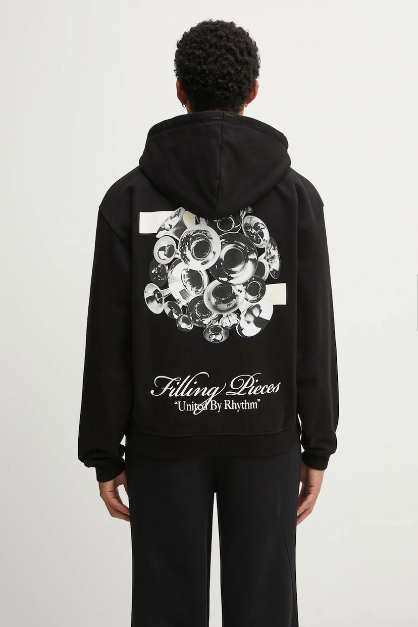 Dukserice Filling Pieces Bouquet Zip Hoodie with Print Crna | 422533501122