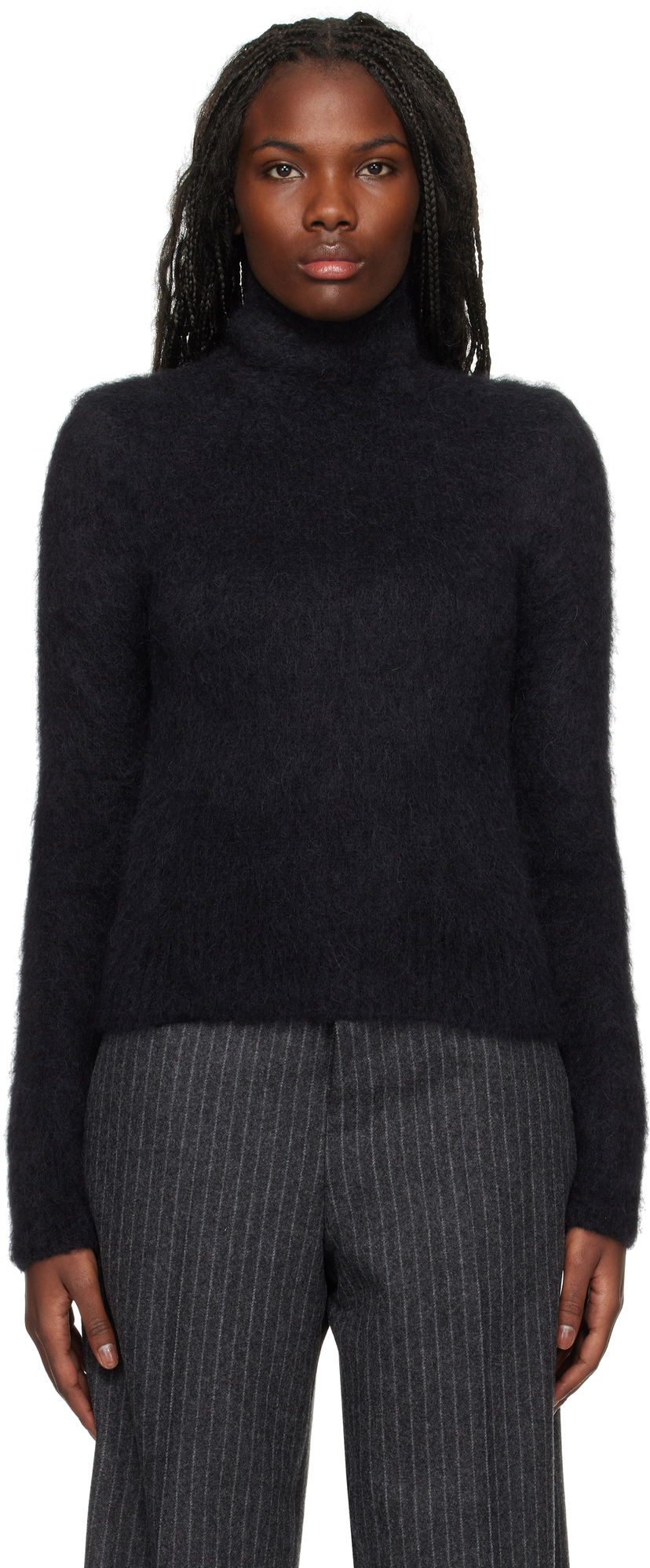 Džemper AMI Alpaca Mohair Brushed Turtleneck Crna | FKS447.KN0056