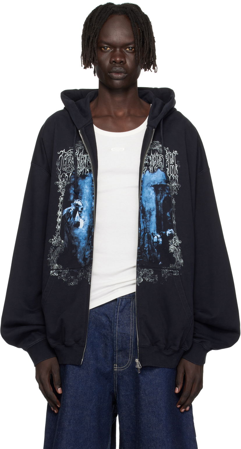 Dukserice VETEMENTS VETEMENTS Cradle of Filth Oversized Zip-Up Hoodie Crna | UCF76ZU800B