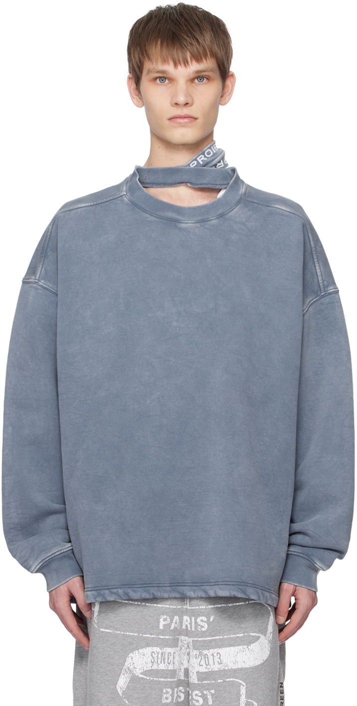 Dukserice Y/PROJECT Sweatshirt With Triple Collar Plava | 204SH003
