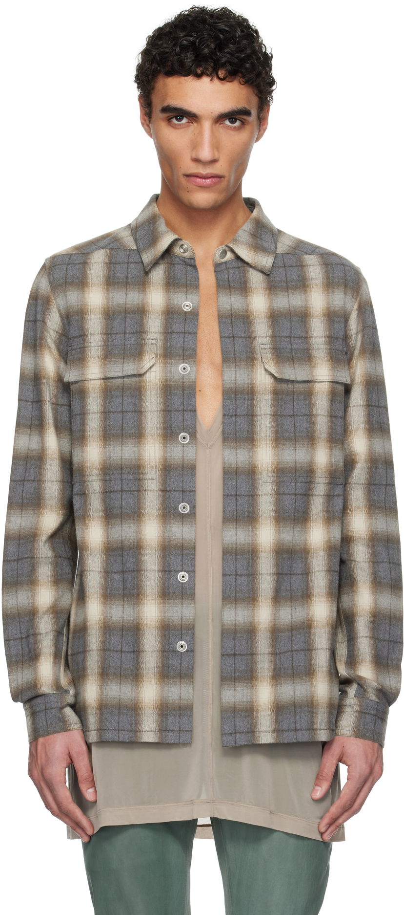 Košulja Rick Owens Rick Owens Hollywood Plaid Overshirt Smeđa | RU01E5236 CP