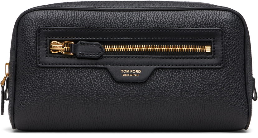 Putna torba Tom Ford Tom Ford Grain Leather Wash Pouch Crna | Y0356-LCL213G