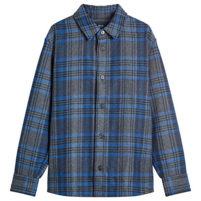 Košulja A.P.C. Bobby Check Wool Overshirt Plava | WOANY-H02884-PLA
