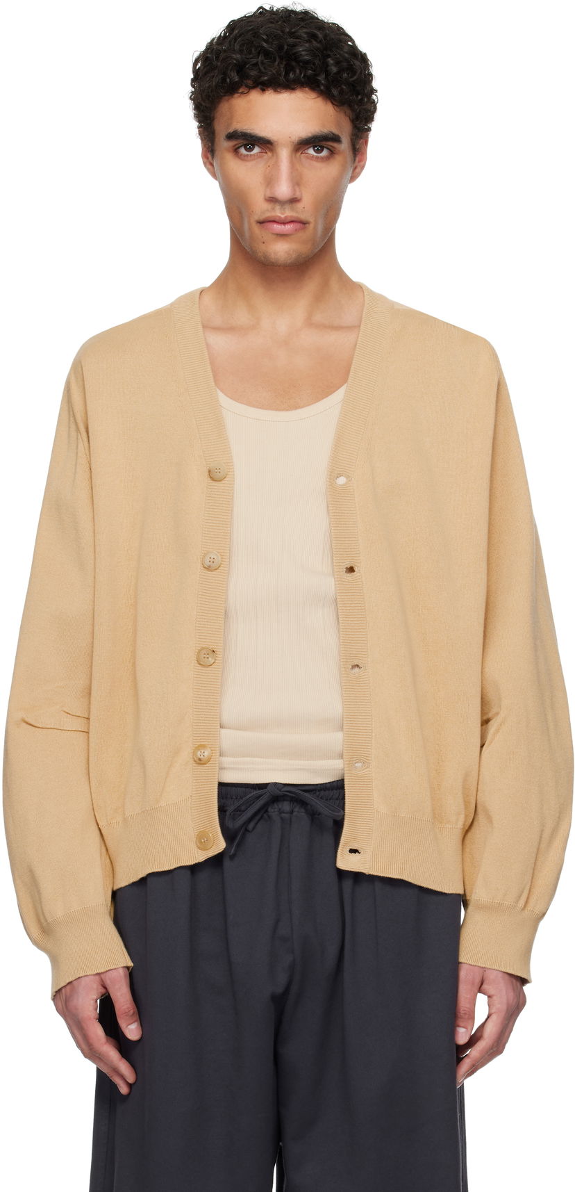 Džemper HED MAYNER Hed Mayner V-Neck Cardigan Bež | HMMA75064A-HA602