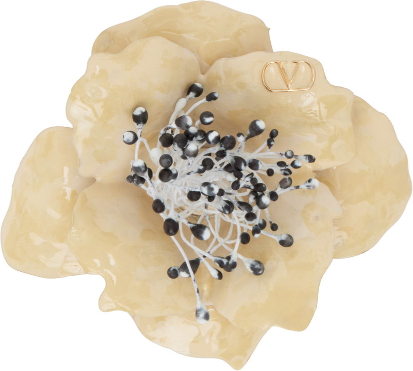 Pin Valentino Off-White Flower Pin Bež | 6Y2J0T01GCT
