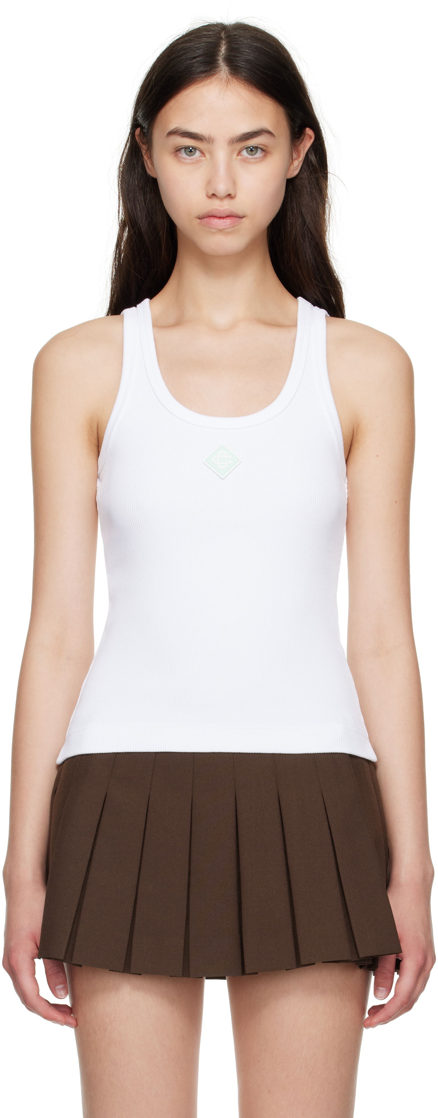 Majica bez rukava Casablanca Casablanca Ribbed Jersey Tank Top Bijela | WPF25-JTS-039-02, 0