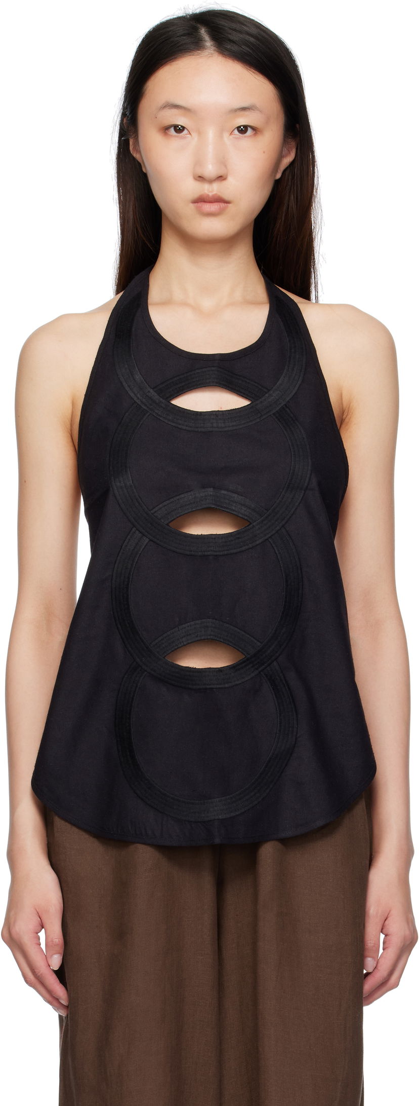 Majica bez rukava Baserange Baserange Halter Neck Cutout Top Crna | TOCHA-WS-SU25