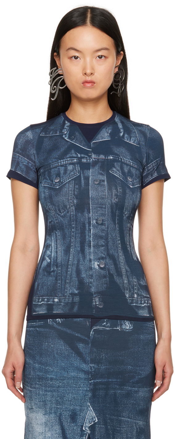 Majica kratkih rukava Jean Paul Gaultier Gaultier Trompe L'œil Printed T-Shirt Plava | 23/15-U-TS063-J530-5950