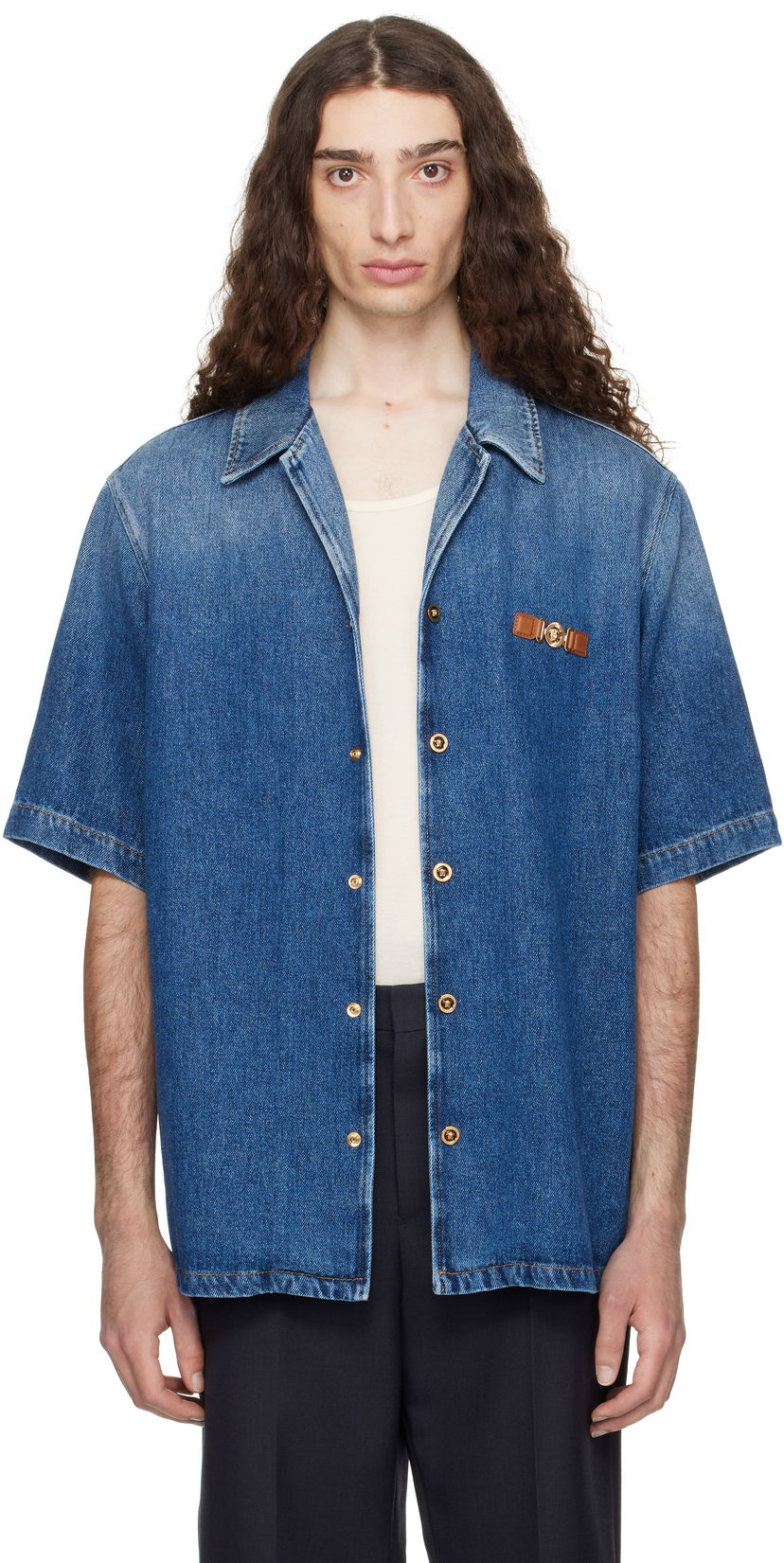 Košulja Versace Versace Medusa Biggie Denim Shirt Plava | 1020702_1A15015