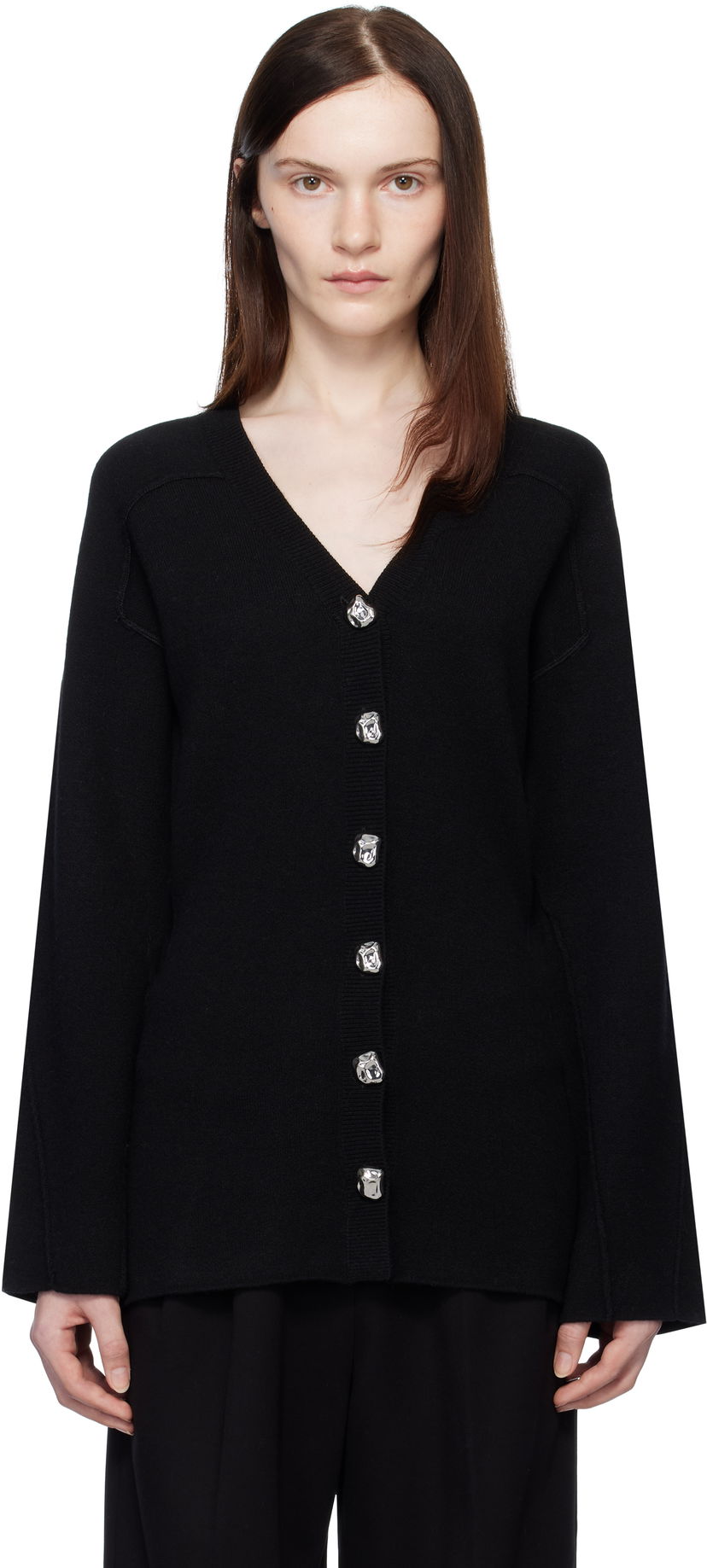 Džemper rag & bone rag & bone Bridget V-Neck Cardigan Crna | WAS24H012MM12