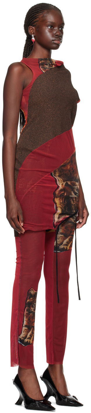 Haljina Ottolinger Ottolinger Cat Print Mesh Mini Dress Crvena | 102601, 1