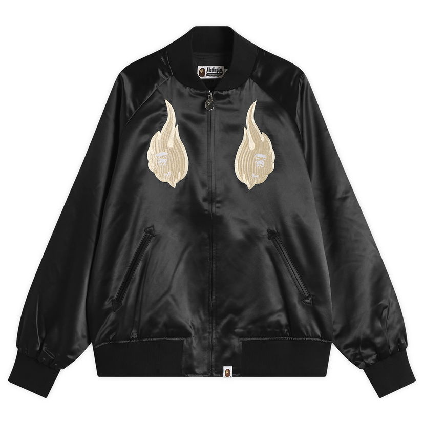 Bomber jakna BAPE Skeleton Logo Souvenir Jacket Crna | 001LJL801322M-BLK