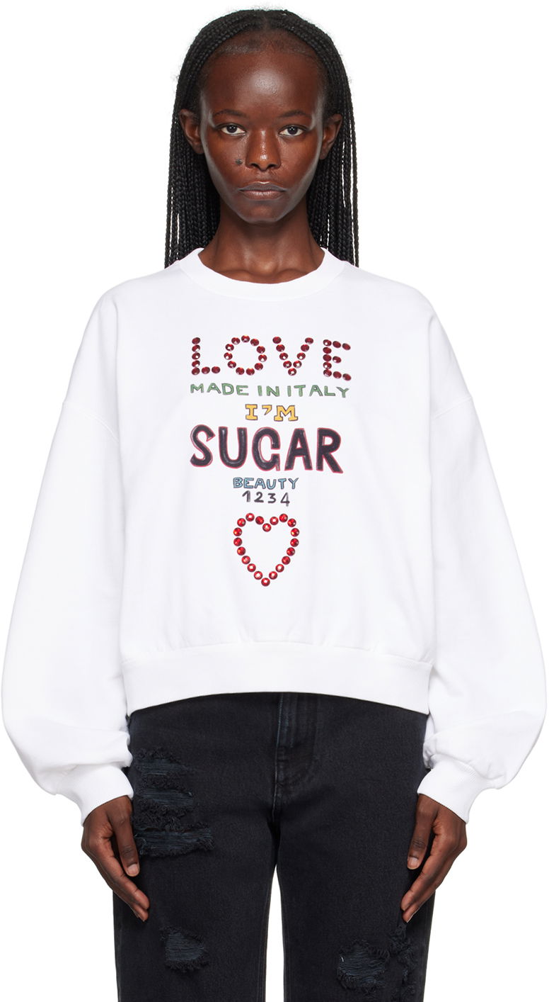 Dukserice Dolce & Gabbana White Crystal-Cut Sweatshirt Bijela | F9Q92Z GDBT3