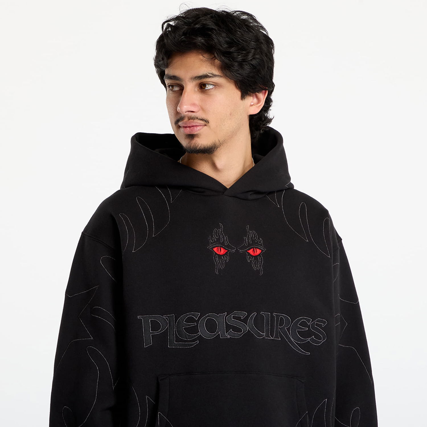 Dukserice Pleasures Afterlife Red Eyes Embroidered Outline Hoodie Crna | P25F025-BLACK, 1