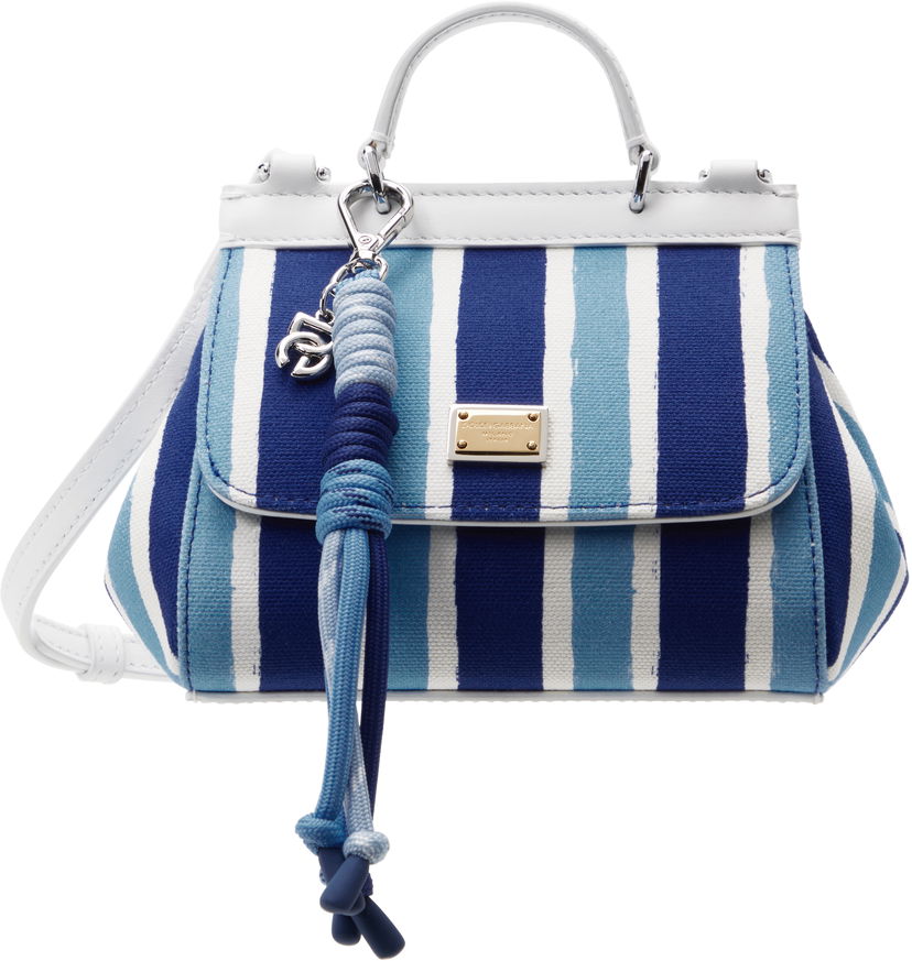 Ručna torbica Dolce & Gabbana Dolce&Gabbana Sicily Striped Canvas Crossbody Bag Plava | EB0003 AD591