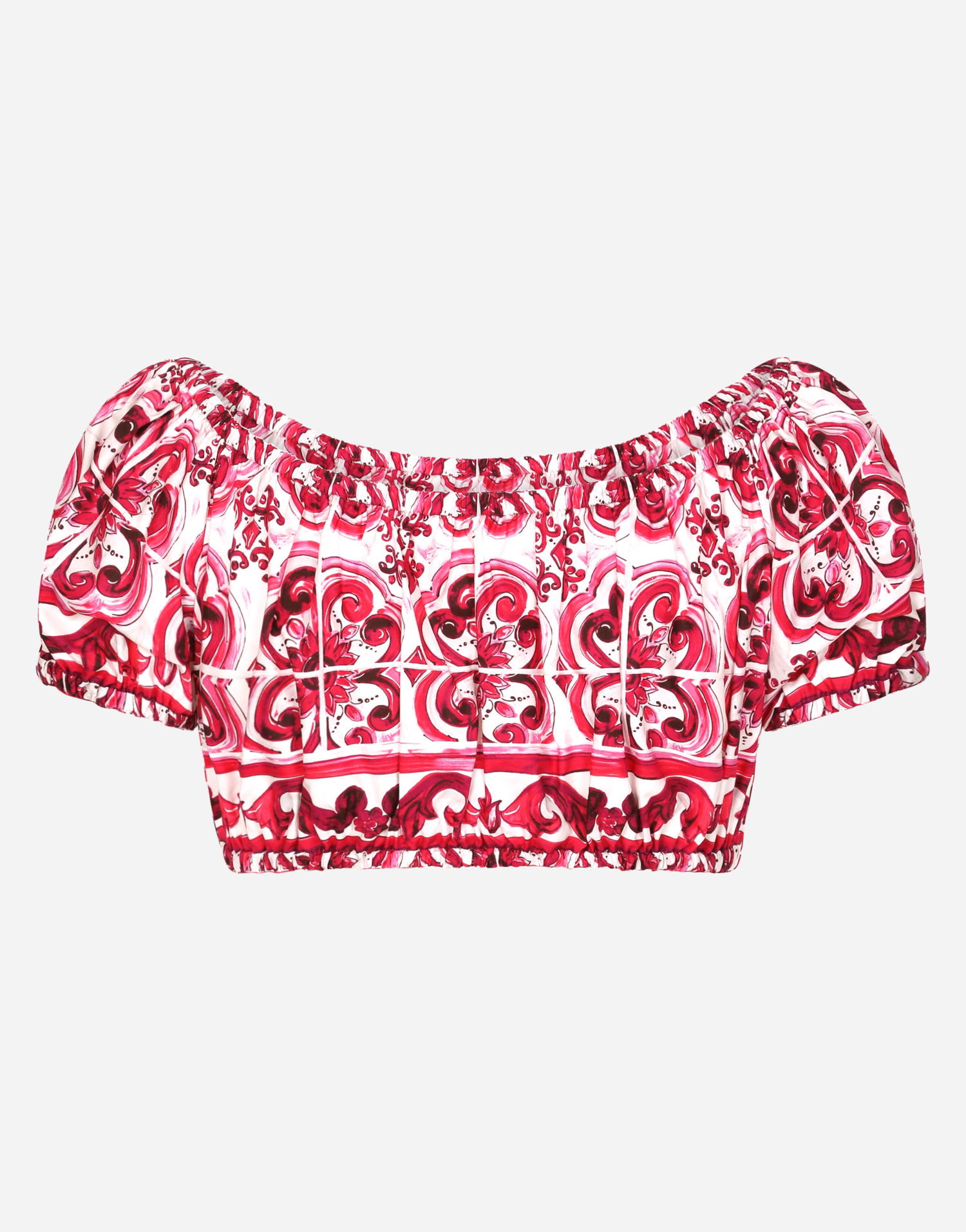 Crop top Dolce & Gabbana Majolica-print Poplin Crop Top Ružičasta | F755RTHH5BAHE3TN, 1