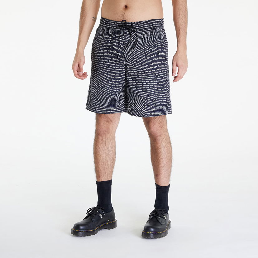 Kratke hlače CALVIN KLEIN Aop Shorts Black Crna | J30J325473 0GP