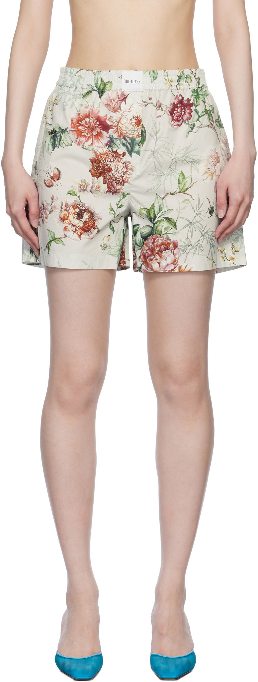 Bokserice The Attico The Attico Floral Print Shorts Bež | 250WCQ00002 CCC053PR