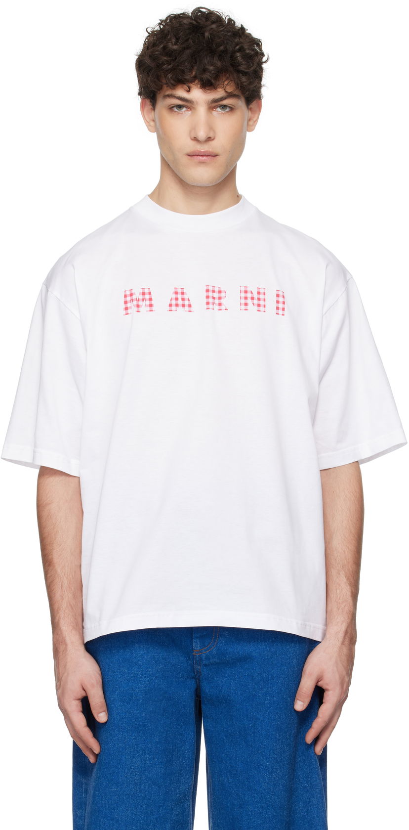 Majica kratkih rukava Marni Marni Checked Logo T-Shirt Bijela | HUMU0223GP USCX52