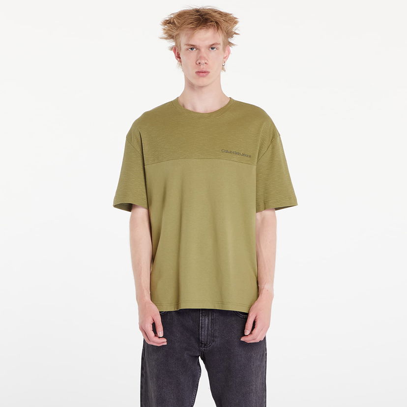 Majica kratkih rukava CALVIN KLEIN Texture Mix Cotton T-Shirt Dark Juniper Zelena | J30J325424 L9N