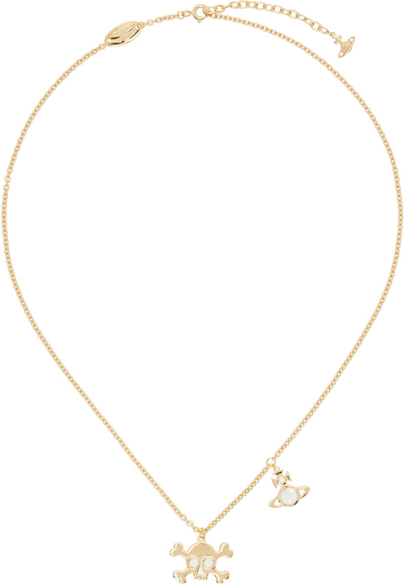 Ogrlica Vivienne Westwood Vivienne Westwood Gold-Tone Franky Skull & Orb Pendant Necklace Metalik | 630203FY-01R102-