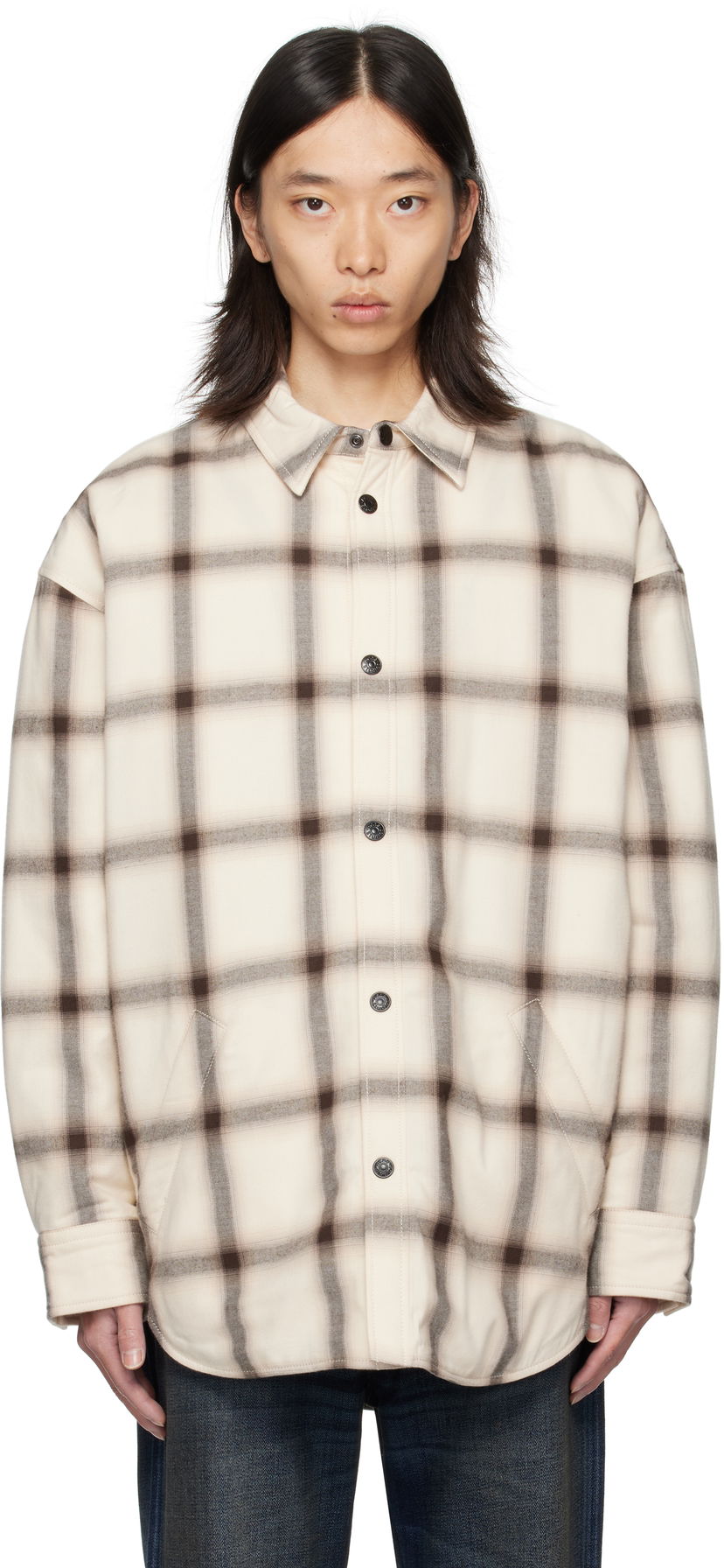 Košulja Acne Studios Acne Studios Flannel Button-Up Overshirt Bež | B90845-