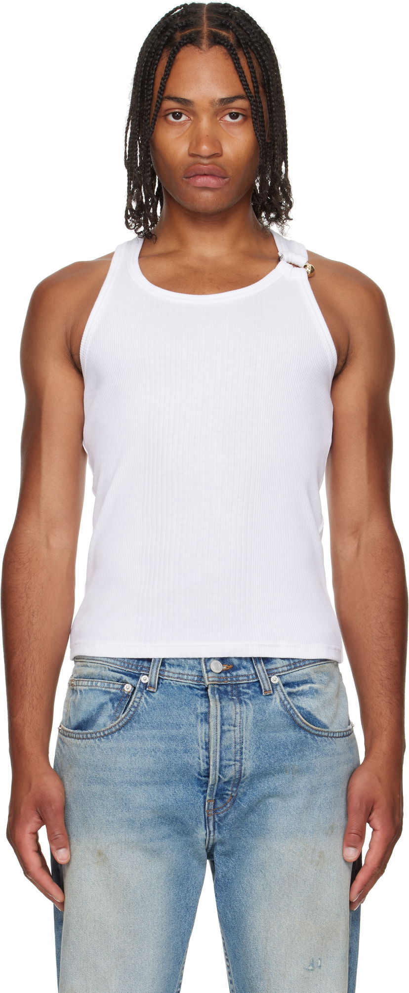 Majica bez rukava Jean Paul Gaultier Jean Paul Gaultier 'The Piercing' Tank Top Bijela | 25/03-W-TO375-J014-01