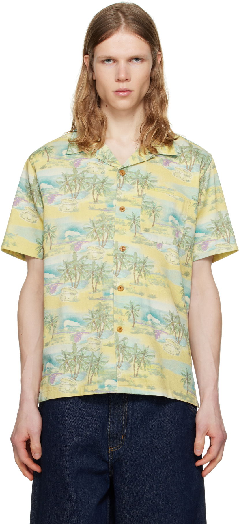 Košulja Nudie Jeans Nudie Jeans Arvid Pearls Print Shirt Žuta | 140878