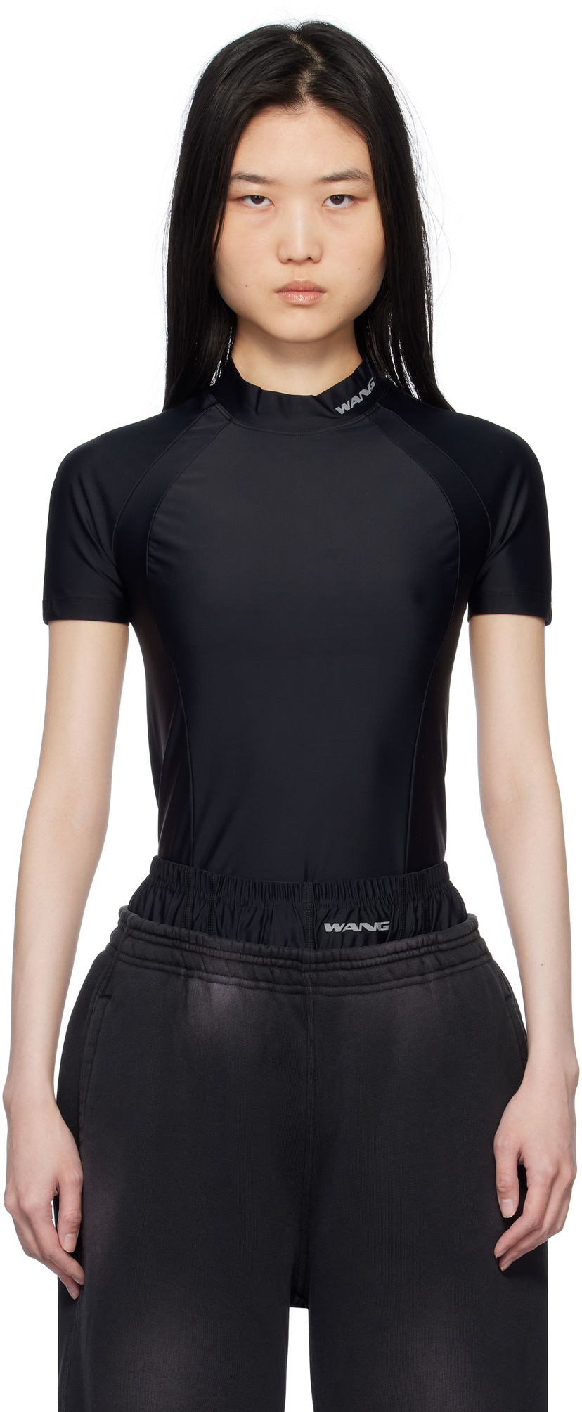 Majica bez rukava Alexander Wang Alexander Wang.t Logo Detailed Rash Guard Crna | 4CC1251533
