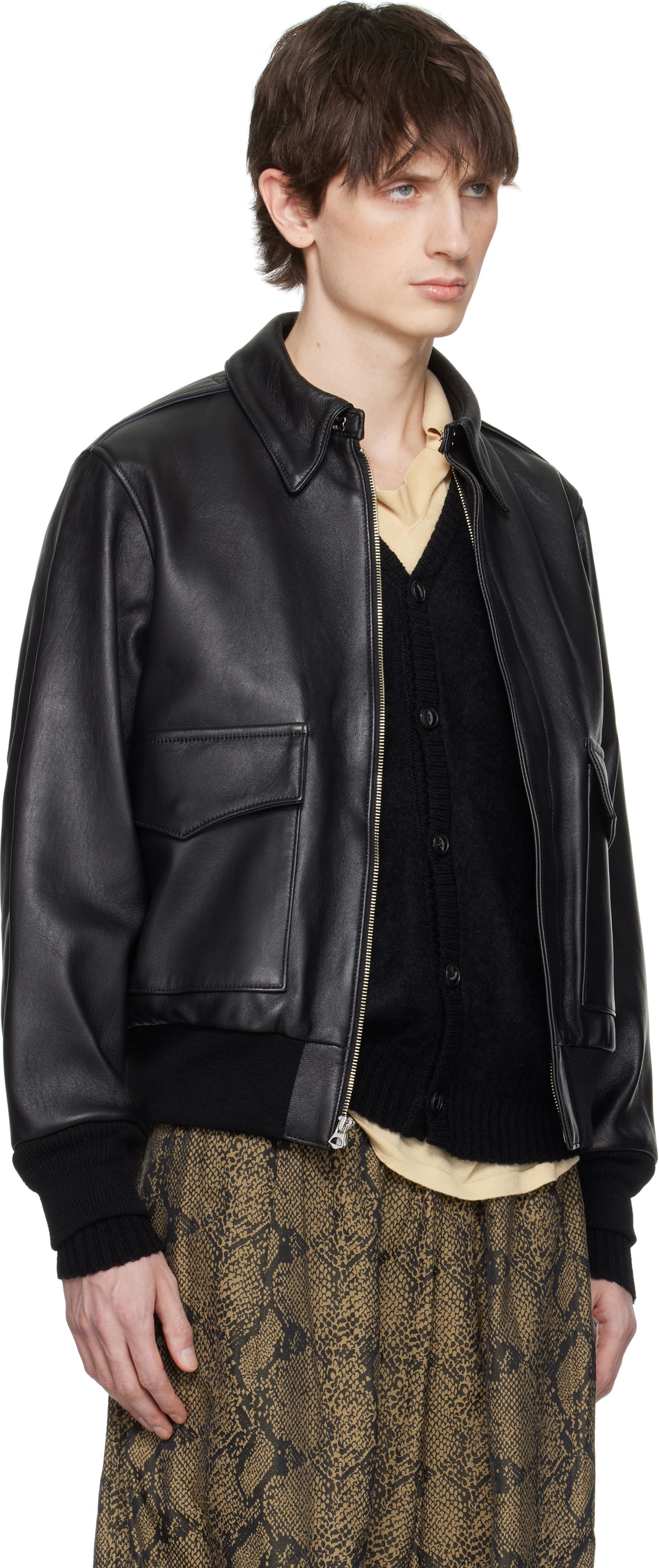 Bomber jakna WACKO MARIA WACKO MARIA A-2 Leather Flight Jacket Crna | 25SS-WMO-BL04, 1