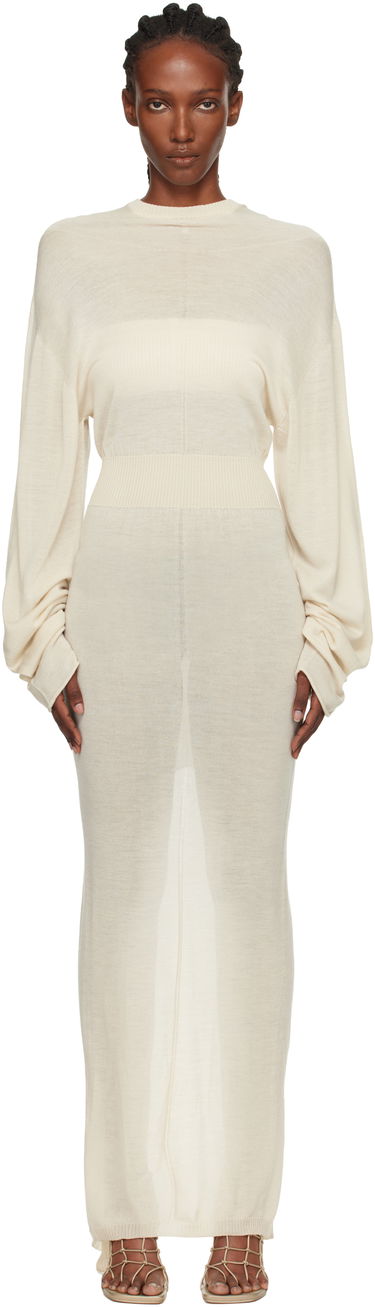 Haljina Rick Owens Concordians Knit Hooded Maxi Dress Bež | RP02E4649 M, 0
