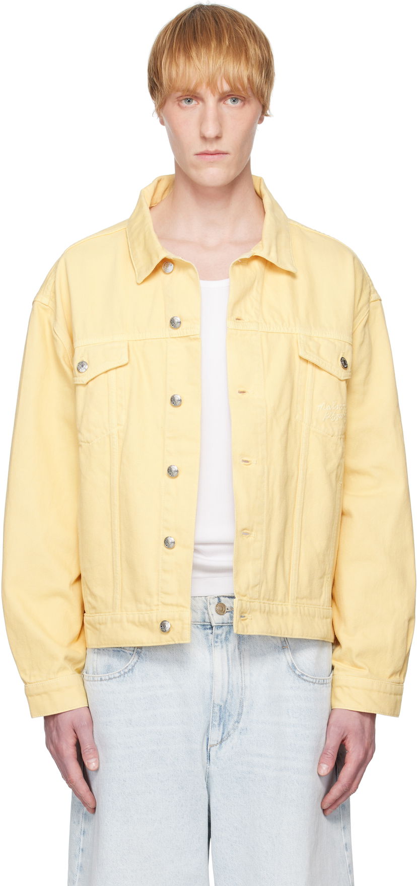 Jakna MAISON KITSUNÉ Maison Kitsuné Trucker Denim Jacket Žuta | OM02103WD4012