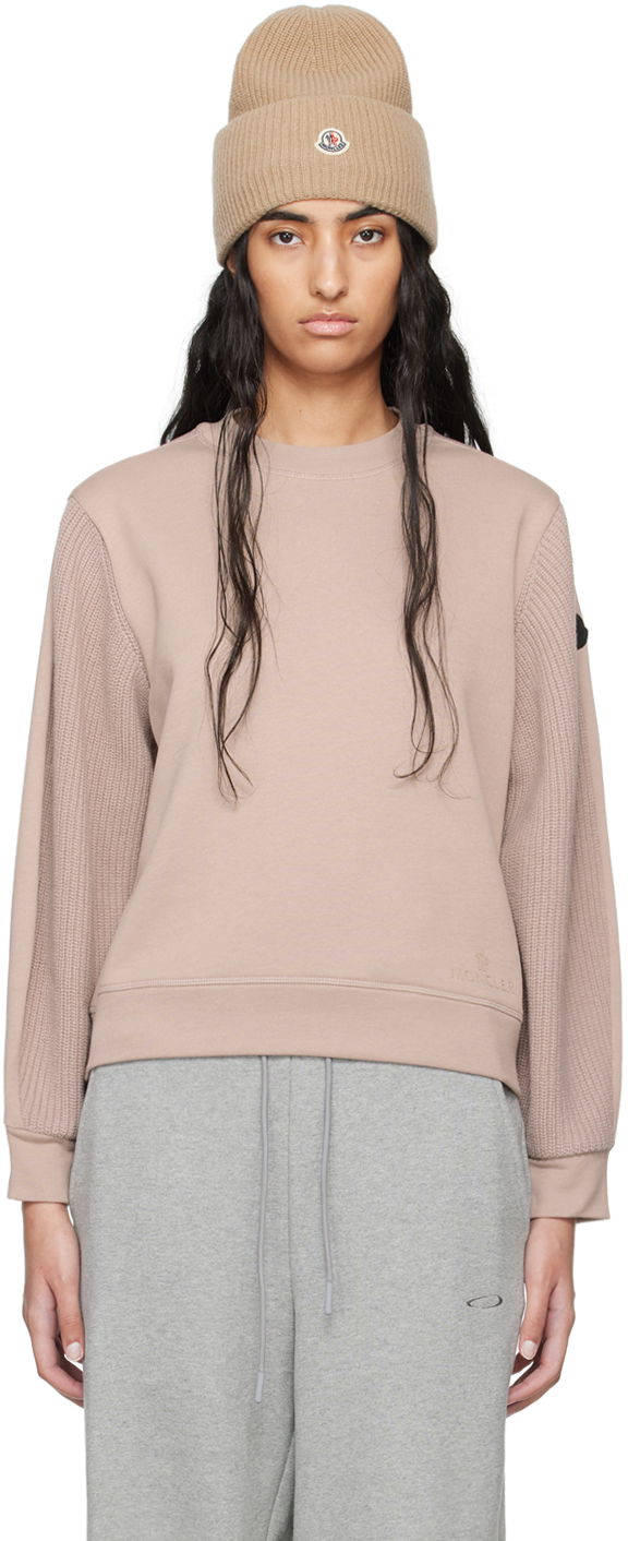 Majica kratkih rukava Moncler Pink Logo Patch Sweatshirt Bež | J20938G00010809KR