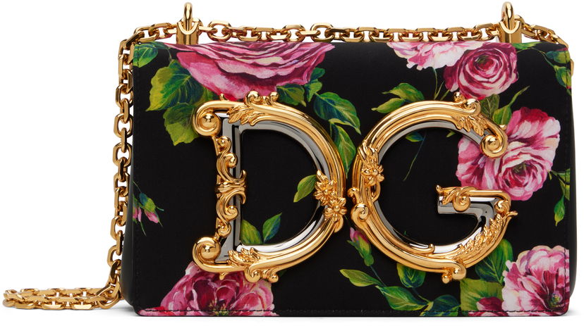 Ručna torbica Dolce & Gabbana Dolce&Gabbana 'DG' Floral Print Shoulder Bag Crna | BB6498 AS110