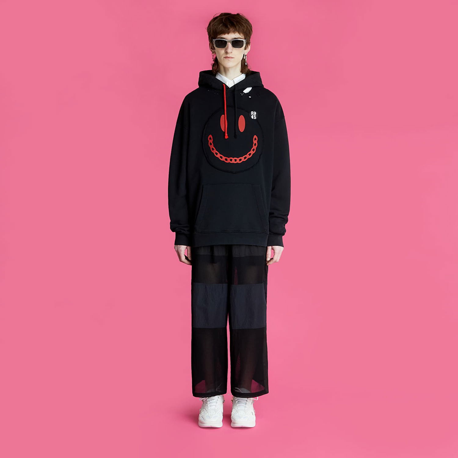 Dukserice RAF SIMONS Regular Fit Hoodie With Print Destroy Washed Crna | 224-164-19003-0099, 1