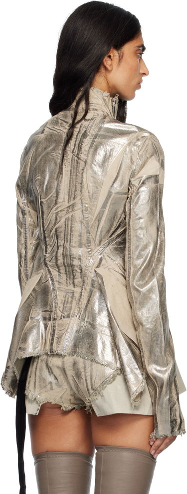 Jakna Rick Owens Concordians Naska Gary Metallic Crinkled Denim Jacket Metalik | DS02E7703 SDPF, 2