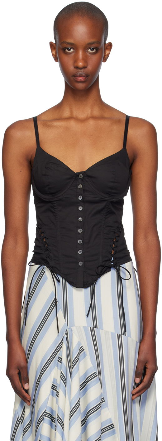 Majica bez rukava Miaou Miaou Christina Lace-Up Corset Top Crna | 7150SPSBLK