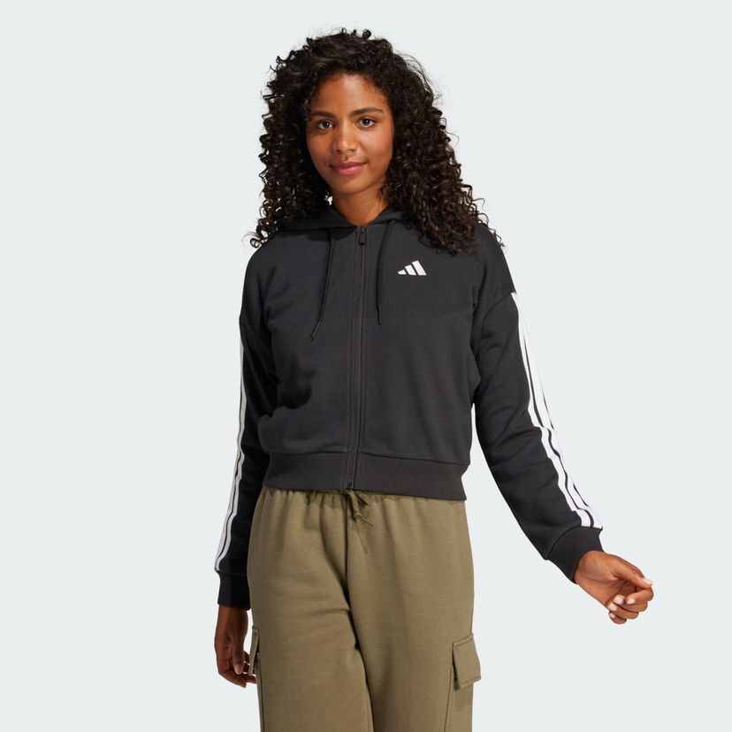 Dukserice adidas Performance Cropped Full-Zip Hoodie Crna | JE0052